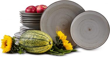 Набор посуды konsimo Combi на 6 персон Набор тарелок ALUMINA Modern 18 предметов Столовый сервиз - Сервиз и наборы посуды - Комбинированный сервиз на 6 персон - Сервиз для семьи - Посуда красочная Столовая посуда (Ностальгия Попель)