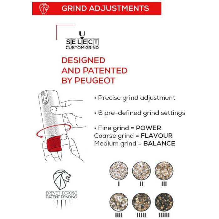 Акумуляторна електрична млин u'Select 15 см кам'яна сіль - 6 попередньо встановлених помелів - алюмінієва 15 см млин для перцю - алюміній - алюміній