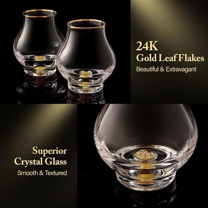 Набір із 2 келихів для віскі 205 мл із золотими обідками DUJUST