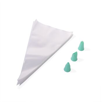 Набір з 50 одноразових кондитерських мішків 35 см з 3 насадками Fissman