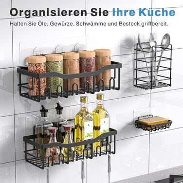 Набір настінних полиць для ванної кімнати, 4 предмети, чорний Handwise