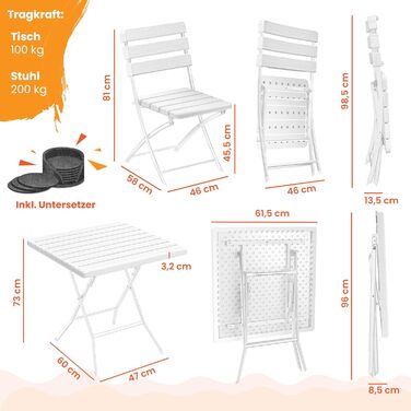 Складаний стіл та стільчики для кемпінгу білий KESSER