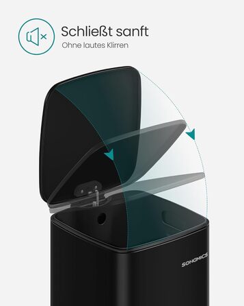 Сміттєвий бак 30 л чорний SONGMICS