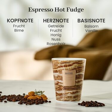 Ароматизована свічка M&SENSE велика Чорні ароматизовані свічки у склянці Ароматизована свічка з натурального соєвого воску Розслаблююча ароматерапія Подарунок для жінок та чоловіків, Різдво 75 годин горіння та 2 гніти (гаряча карамель еспресо, 400 г)