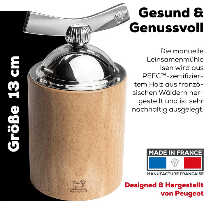Высококачественная мельница для специй Ручная изготовлена из сертифицированной PEFC древесины и нержавеющей стали I Кухонные аксессуары I (Льняная мельница), 16