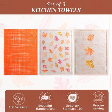 Набір із 3 багатоцільових кухонних рушників Барних рушників День подяки/Різдво (50 см x 70 см) (17 - Кольори осені, 50 x 70 см (Набір із 3 шт.)), 39 Hermine Noel