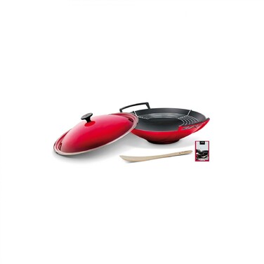 Сковорода Вок з кришкою 36 см, червона Cerise Le Creuset