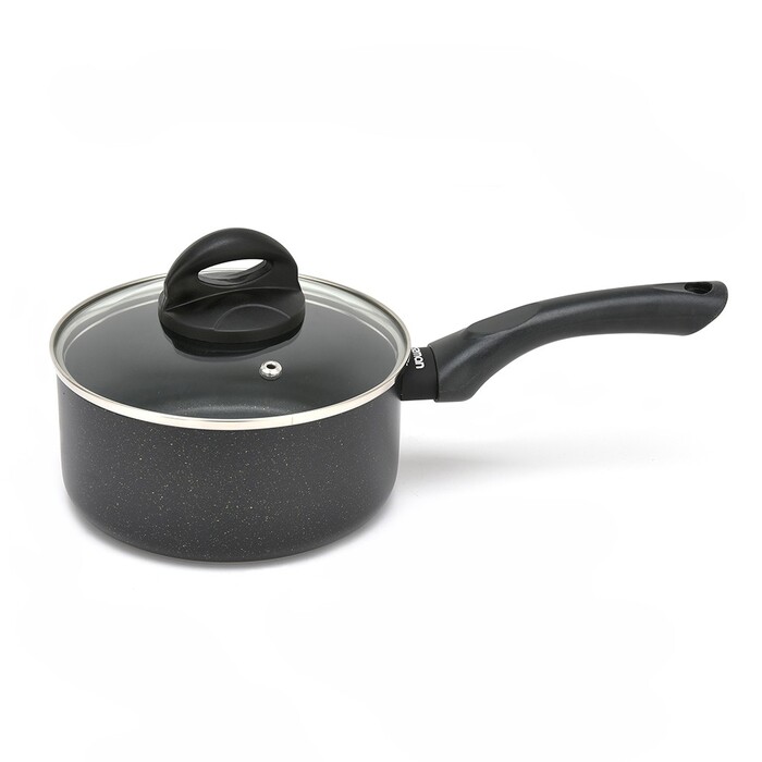 Ківш Fissman FORDE 16x8 см / 1,5 л зі скляною кришкою алюміній з антипригарним покриттям (14439)