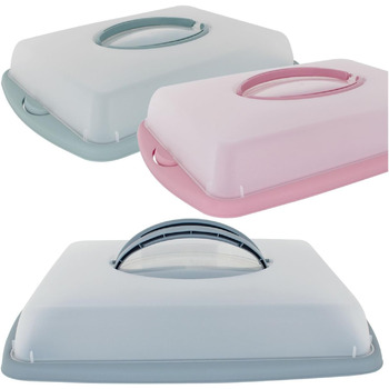 Контейнер для торта 2 предмети, контейнер для торта, коробка для транспортування їжі зі складними ручками 43 x 31 x 9 см 6,5 літра вибір кольору, зроблено в Європі, колір пісочний (зелений)