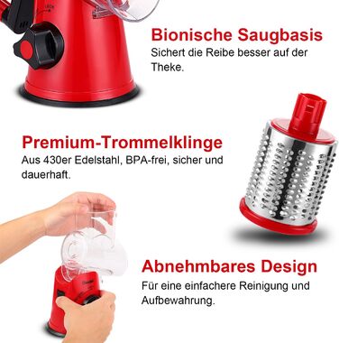 Терка для сыра/овощей с 3 барабанными лезвиями Geedel