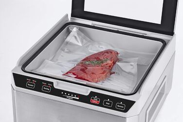 Камерний вакуумний пакувальник з нержавіючої сталі, вакуумна камера 3л 70 л/хв, подвійне зварювання, регульований час вакууму та зварювання, 1417 одинарний, 40 -