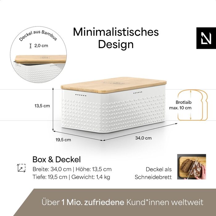 Корзина для хлеба белый 34 x 19,5 x 13,5 см LARS NYSØM