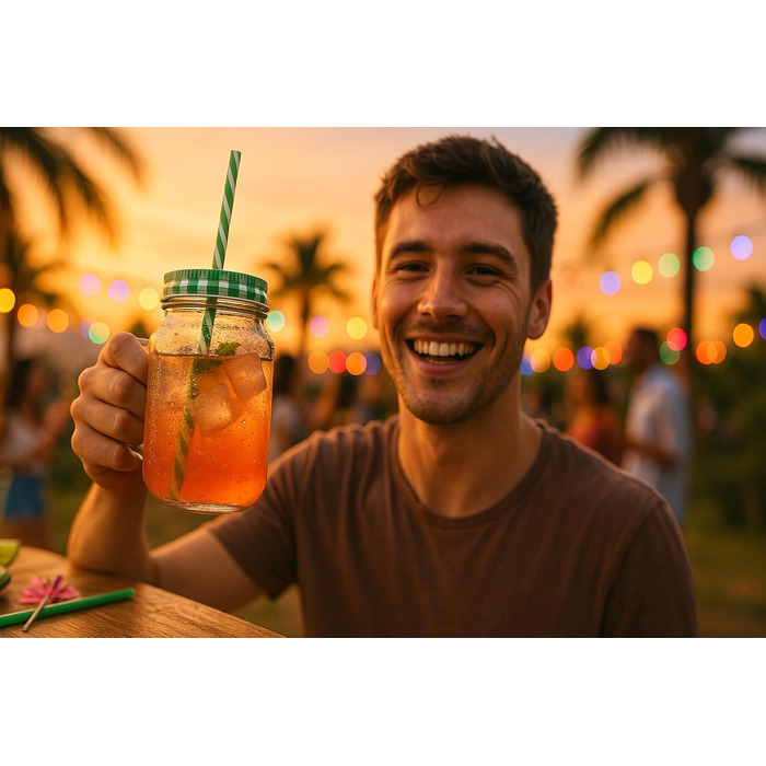 Набор из 6 стаканов для питья с крышкой 450 мл зеленый gouveo