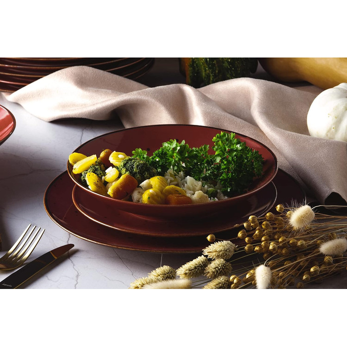 Набор посуды konsimo Combi на 6 персон Набор тарелок ALUMINA Modern 18 предметов Столовый сервиз - Сервиз и наборы посуды - Комбинированный сервиз на 6 персон - Сервиз для семьи - Посуда красочная Столовая посуда (Коттедж Марсала)