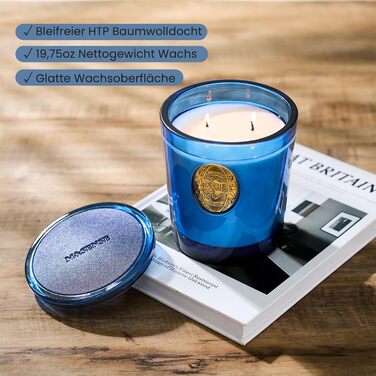 Ароматна свічка M&SENSE Лісова хатина, ароматичні свічки у склянці, натуральна соєва свічка, час горіння 55 годин, подарункові свічки для жінок та чоловіків, подарункова свічка (Океанічна мрія, 560 г)