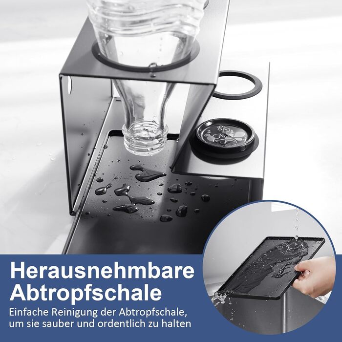 Тримач для пляшок APEXCHASER SodaStream, тримач для пляшок, підставка для зливу пляшок, сушарка для пляшок із силіконовими захисними кільцями знімний дренажний килимок і тримач кришки (4 пляшки)