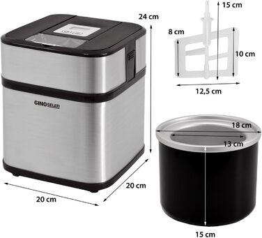 Машина для приготування морозива з нержавіючої сталі 1,5 л Gino Gelati Jinoria