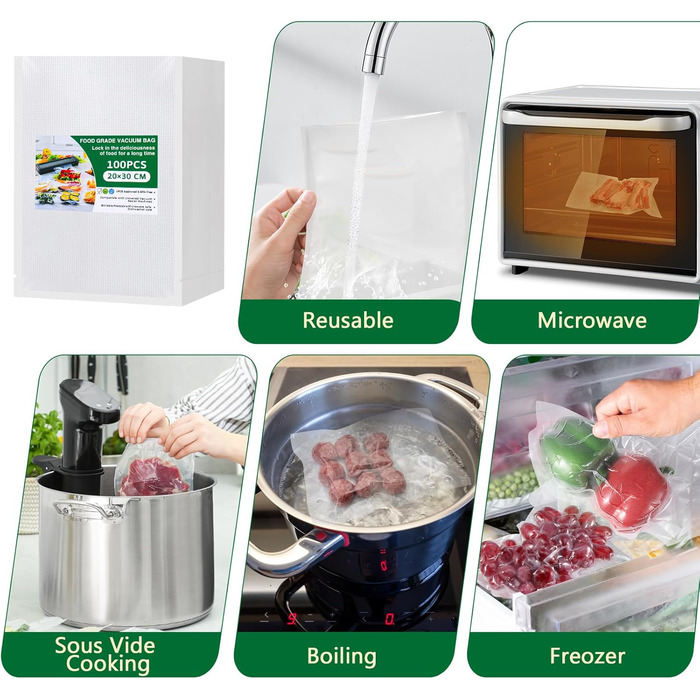 Вакуумні пакети 100 пакетів 20 x 30 см Vinabo