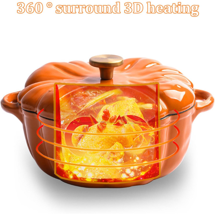 Емальована жаровня у формі гарбуза 1,5 л з кришкою, помаранчева SMELEYOU