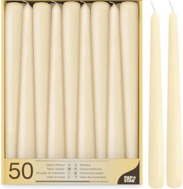 Набір з 50 конічних свічок 2,2 x 25 см, бежевий PAPSTAR