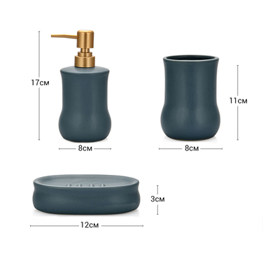 Дозатор рідкого мила Fissman 300 мл, стакан 400мл і мильниця в наборі (9510)