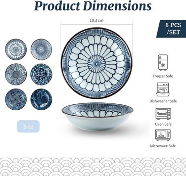 Набір з 6 керамічних мисок для соусів Besmeety