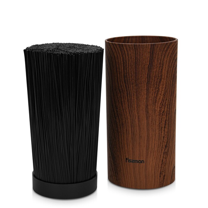 Підставка Fissman для кухонних ножів та ножиць 11x22 см кругла, колір ДЕРЕВО пластик (12876)