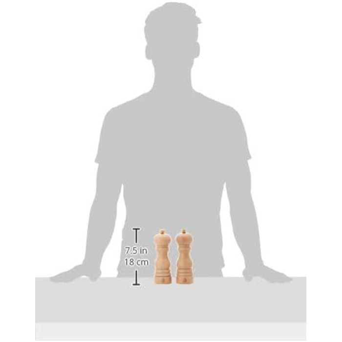 Перец/Соль, регулировка помола u'Select, Высота 18 см, Дерево, Коричневый, 2/23461 (Натуральная, Мельница для перца и соли)