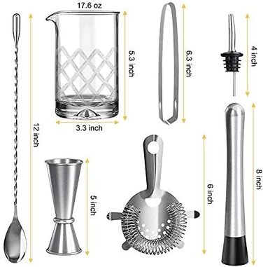 Шейкер для коктейлей 14 предметов, 500 мл, стекло SUPERSUN