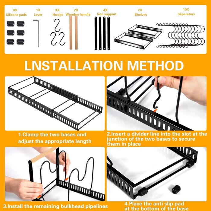 Підставки для посуду з 10 регульованими роздільниками RDDAIPE