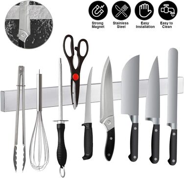 Магнітний тримач для ножів 50 см, нержавіюча сталь Ninonly