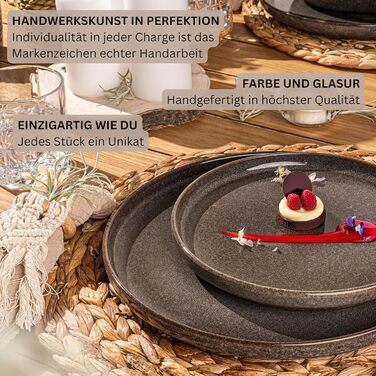 Комбінований сервіз на 6 персон, набір тарілок кавовий кухоль макаронна миска 30 шт. , набір посуду з керамограніту посудомийна машина - мікрохвильова піч - стійкий до подряпин, набір посуду з керамограніту КОЛЕКЦІЯ ЦІННОСТЕЙ (Каїрський графіт, комбінован