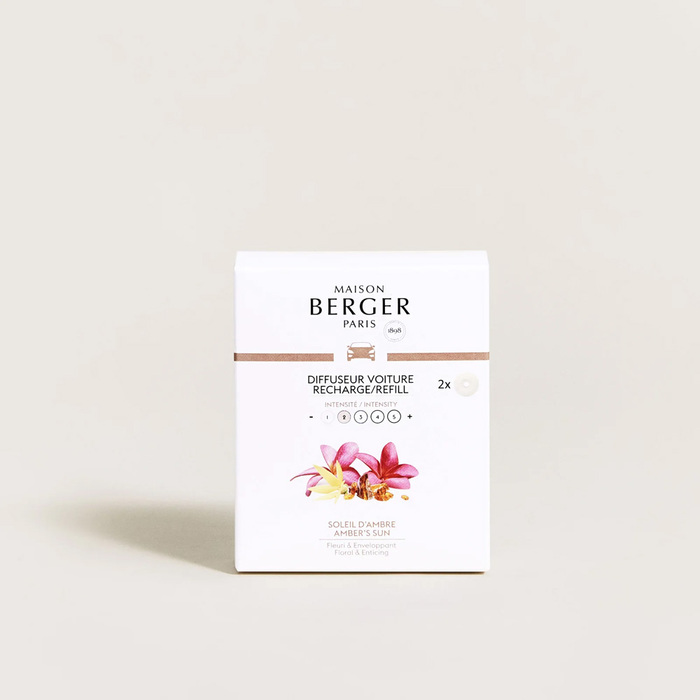 Картридж для диффузора для автомобиля Maison Berger Paris с ароматом AMBER'S SUN, 2 шт.