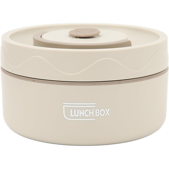 Термоконтейнер Tissting з ручкою, контейнер для гарячого обіду на 420 мл, коробка для обіду Bento, двошаровий портативний термоконтейнер круглої форми з нержавіючої сталі 304 (доступна для мікрохвильової печі білий)