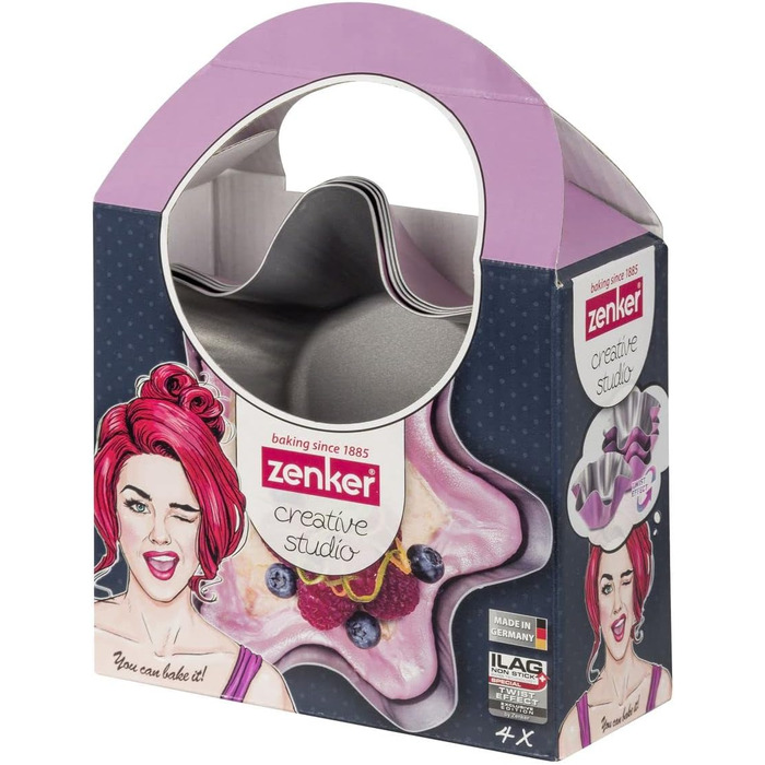Творча студія Zenker Z7480 Ø 26 см, форма для випічки з плоским дном, кругла форма для торта з антипригарним покриттям, креативна випічка (колір рожевий, сріблястий), кількість (форми для випічки)