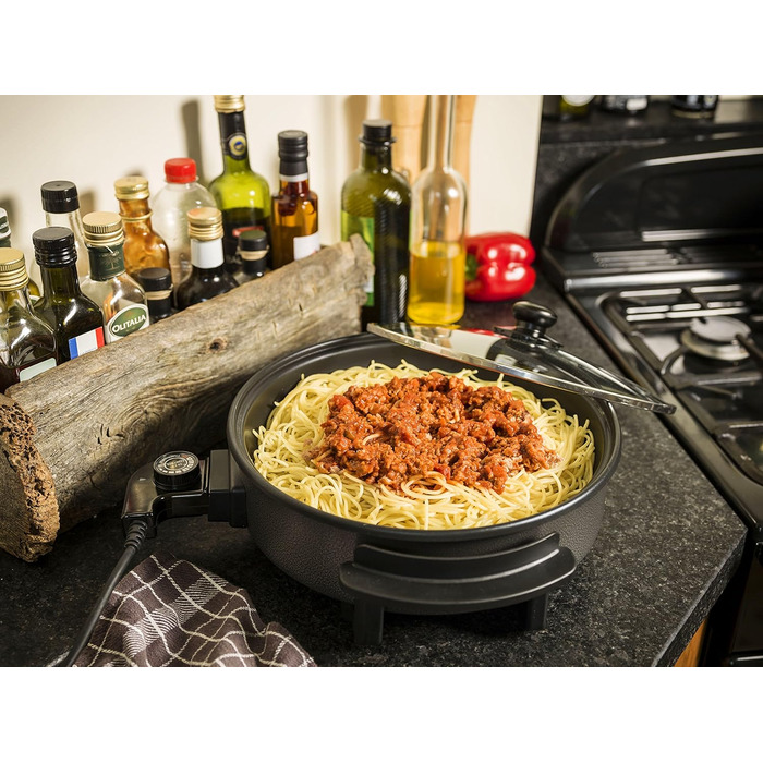 Многофункциональная сковорода Ø40см со стеклянной крышкой, антипригарное покрытие, 1.500 Вт, AHP1800Z, цвет черный (Ø 28.5 см)