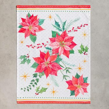 Набір з 3 багатоцільових кухонних рушників Maison d&39 Hermine Rural Christmas, 100 бавовна Барні рушники День подяки/Різдво (50 см x 70 см) (17 - Різдвяні рушники з пуансетією)