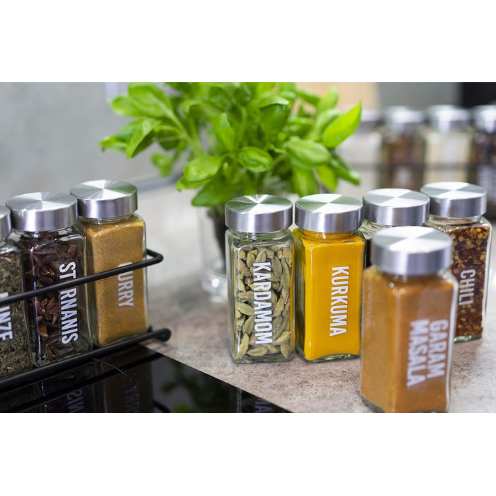 Набір з 18 баночок для спецій з настінними полицями DEKOFY