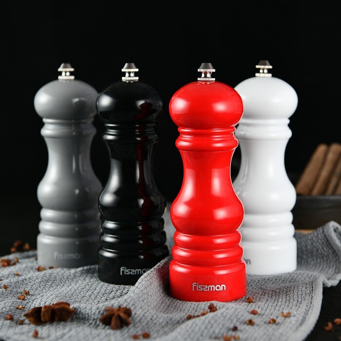 Млин Fissman для солі та перцю 17x6см, СІРИЙ пластик, з керамічним механізмом (8213)