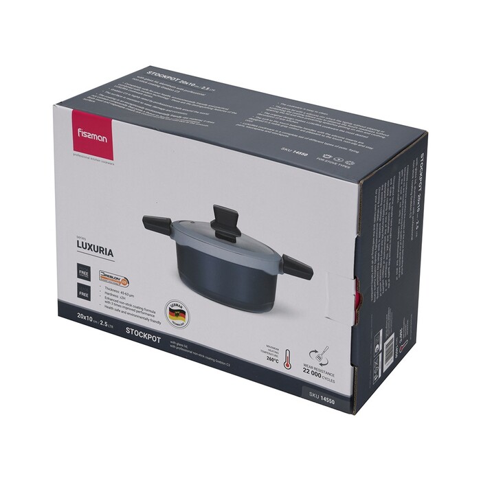 Каструля зі скляною кришкою 20 см 2,5 л LUXURIA Fissman