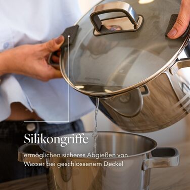 Набір посуду FLORINA 4 предмети Нержавіюча сталь 18/0 Кришка із загартованого скла Для індукційних, газових, електричних та керамічних варильних поверхонь Можна мити в посудомийній машині Високоякісний набір посуду для кожної кухні (8 предметів, Smart)