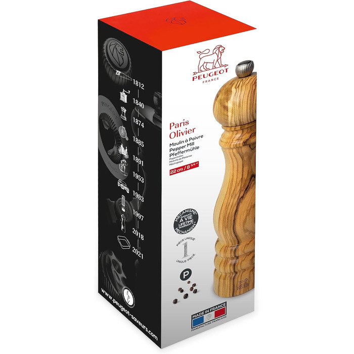 Оливкова деревина i Високоякісний перцевий млин Інструкція з оливкового дерева I з індивідуальним регулюванням помелу I Кухонні аксесуари I Млин для перцю Оливкова деревина, 22