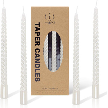 Набір з 4 конічних спіральних свічок 2 х 25,5 см, білий Alederways