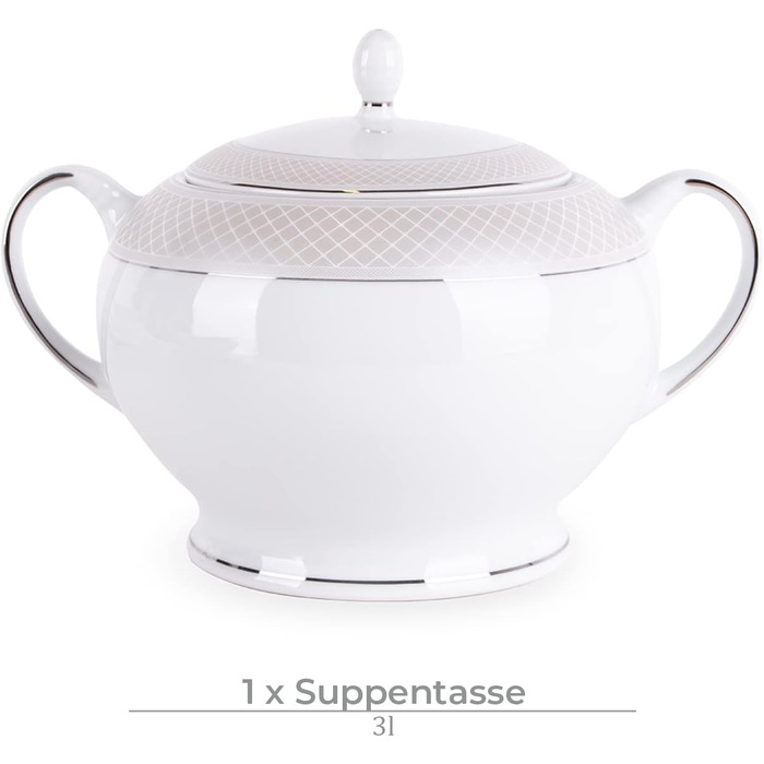 Набор посуды konsimo Combi на 6 персон Набор тарелок SCANIA Modern 18 предметов Столовый сервиз - Сервиз и наборы посуды - Комбинированный сервиз 6 персон - Сервиз для семьи - Посуда белая Столовая посуда (24 предмета)