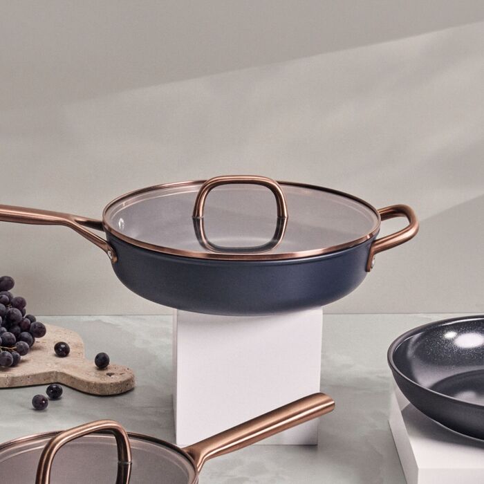 Сковорода для тушкування зі скляною кришкою 28 см, синя Milano Zwilling