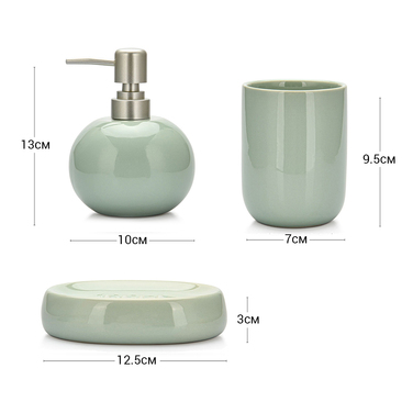 Дозатор рідкого мила Fissman 300 мл, стакан 290мл і мильниця в наборі (9508)