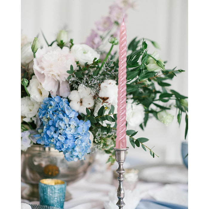 Набір з 4 конічних спіральних свічок 2 х 25,5 см, рожевий Alederways