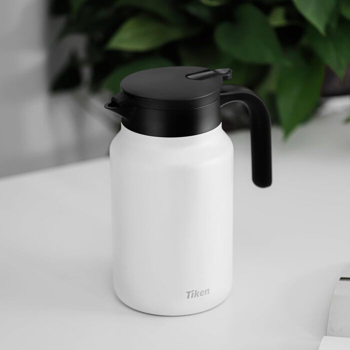 Термоглечик для кави 1,5 л з нержавіючої сталі, білий Tiken