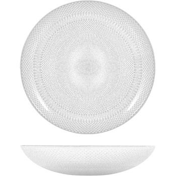 Сет 6 piatti fondi glam in vetro bianco cm21