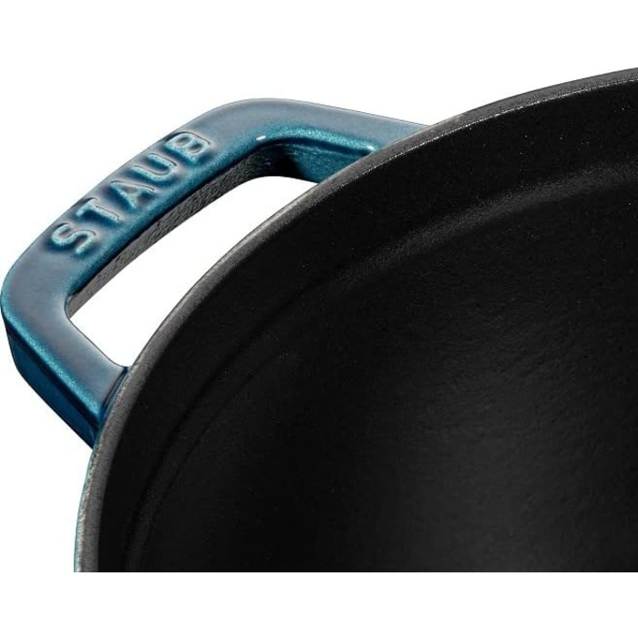 Чавунна жаровня/кокотниця STAUB, кругла 8,35 л, функція Ароматичний дощ для оптимального зволоження, для всіх типів варильних поверхонь, включаючи індукційні та духові шафи, (La Mer, 24 см)